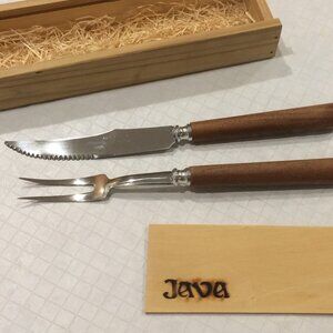 Carving Knife and Fork in Wood Box Set. Great for the grill and BBQ